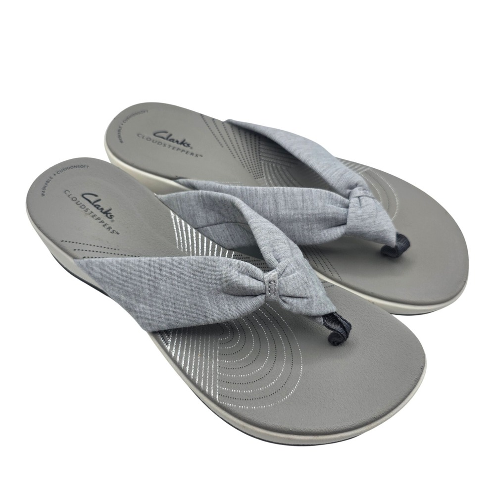Clarks Cloudsteppers Womens Gray Arla Glison Sandal Flip Flop Size 9 Slip-on